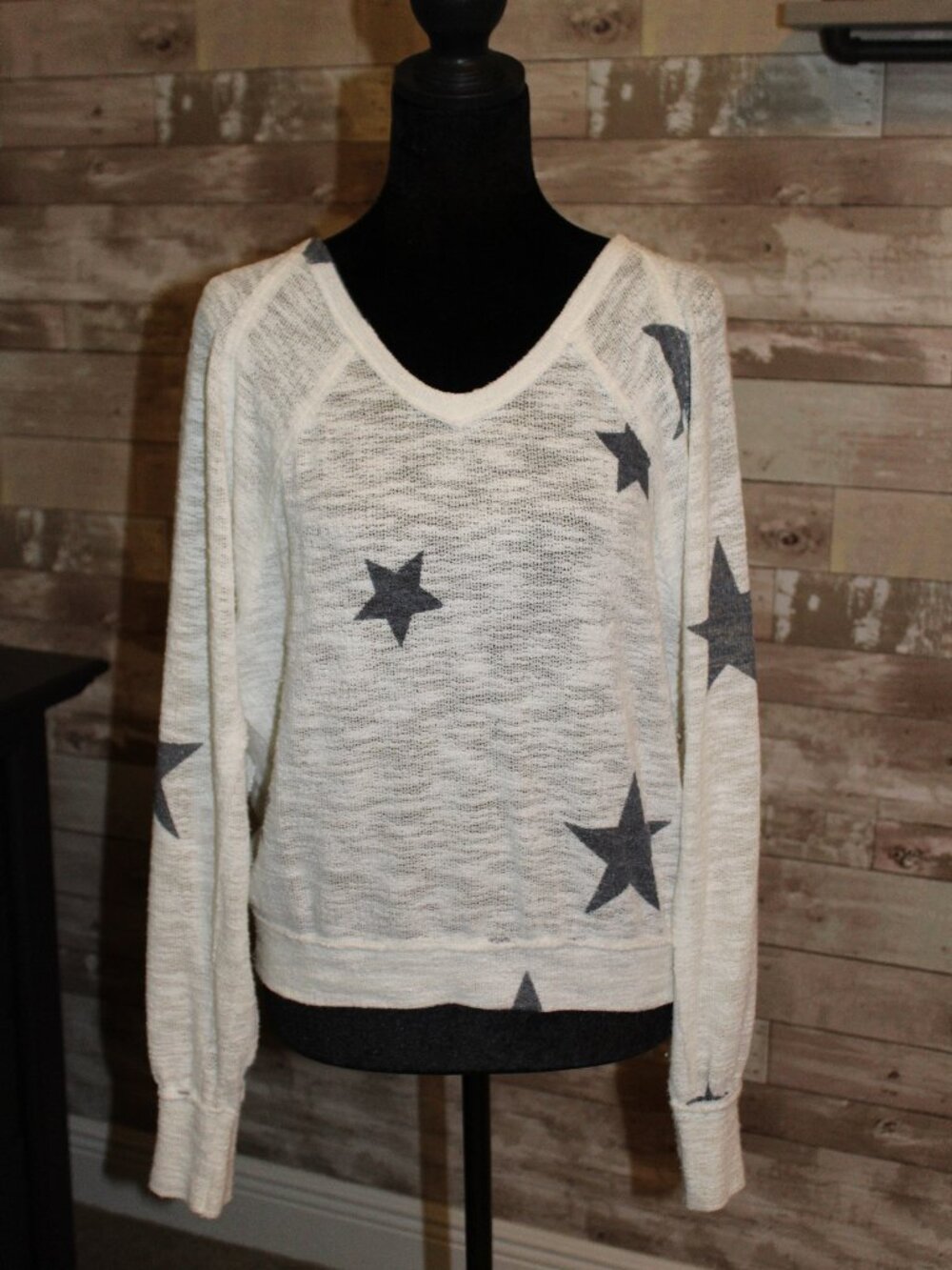 Lightweight Breathable Knit Long Sleeve Dolman w/Stars Comfortable Casual Beach